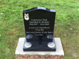 WCE14 - 2'6" All Polished Black Ogee style Headstone, with full colour Dog design.