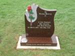 WCE2 - 2'6" All Polished Cats Eye Red bespoke style Headstone, with a full colour Rose carving.