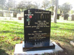 WCE11 - 2'6" All Polished Black Offset Peon style Headstone, with full colour Cross and Rose design.