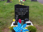 WC14 - All Polished Black Serpentine style Headstone, with Blasted Tigger design