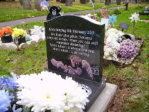 WC15 - All Polished Dark Grey Ogee style Headstone, with Full Colour Baby and Angel Design